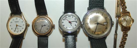 Ladys gold omega, early 20th century gold watch and 3 others